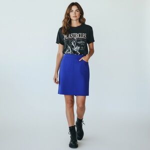 J. Crew ** Royal Purple The Pencil Skirt Back Slit Front Pocket Size 6 L 22”